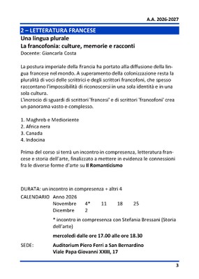 2 - LETTERATURA FRANCESE -Una lingua plurale La francofonia